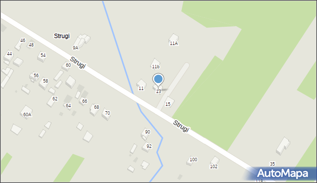 Myszków, Strugi, 13, mapa Myszków