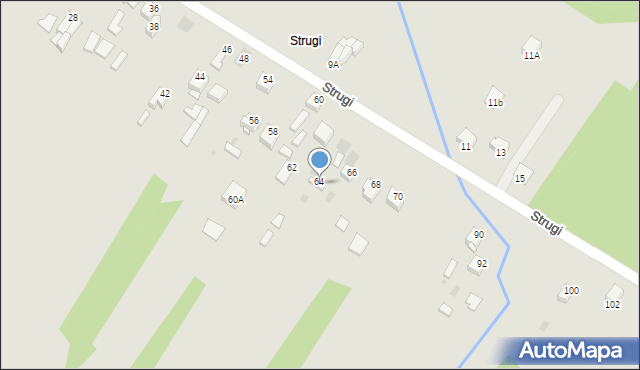 Myszków, Strugi, 64a, mapa Myszków