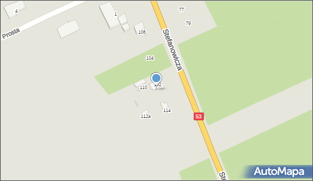 Myszyniec, Stefanowicza Kazimierza, 112, mapa Myszyniec