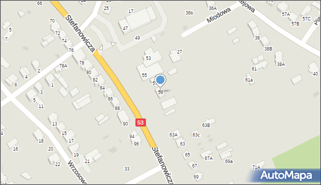 Myszyniec, Stefanowicza Kazimierza, 59, mapa Myszyniec