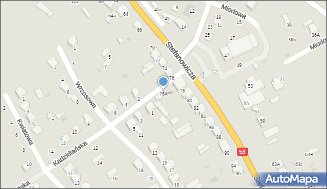 Myszyniec, Stefanowicza Kazimierza, 78A, mapa Myszyniec