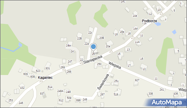 Niepołomice, Staniątecka, 20, mapa Niepołomice