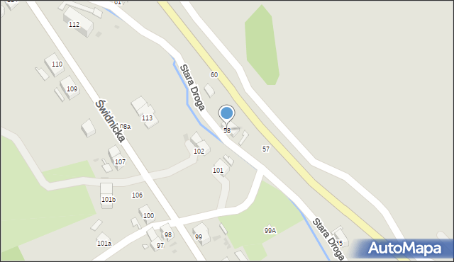 Nowa Ruda, Stara Droga, 58, mapa Nowa Ruda