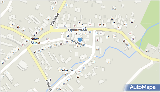 Nowa Słupia, Strażacka, 1, mapa Nowa Słupia