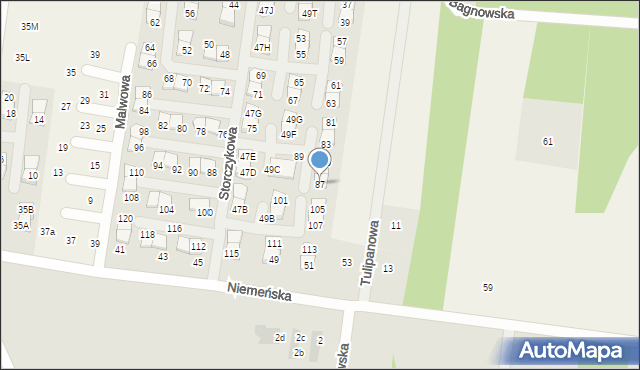 Nowodworce, Storczykowa, 87, mapa Nowodworce