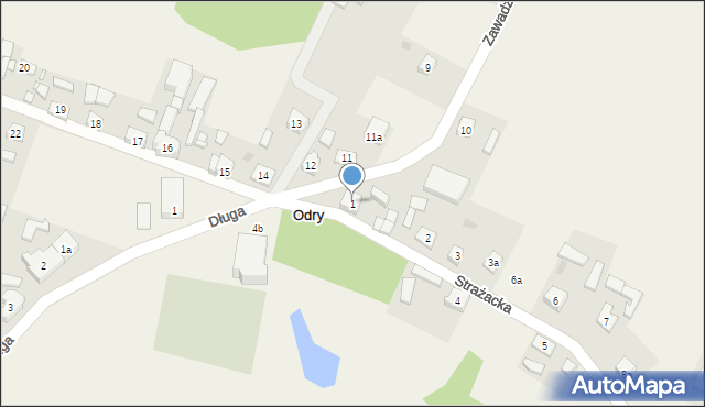 Odry, Strażacka, 1, mapa Odry