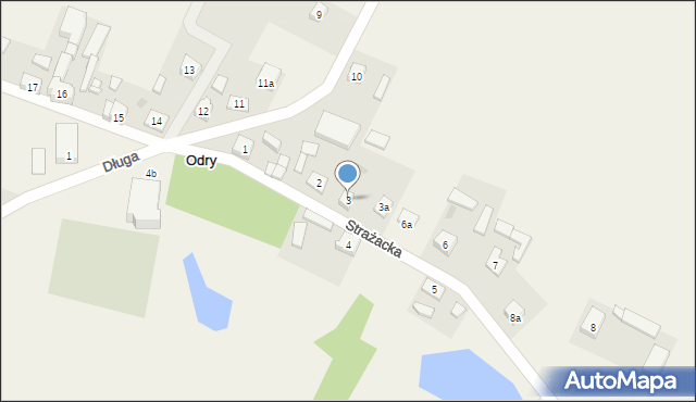 Odry, Strażacka, 3, mapa Odry