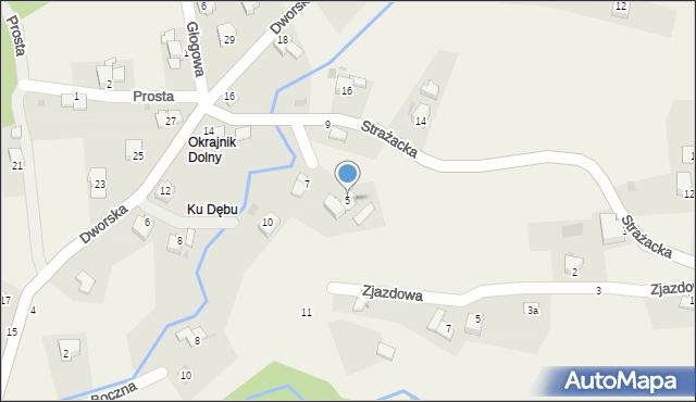 Okrajnik, Strażacka, 5, mapa Okrajnik