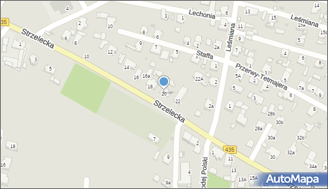 Opole, Strzelecka, 20, mapa Opola