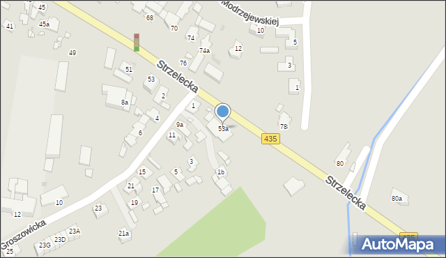 Opole, Strzelecka, 53a, mapa Opola