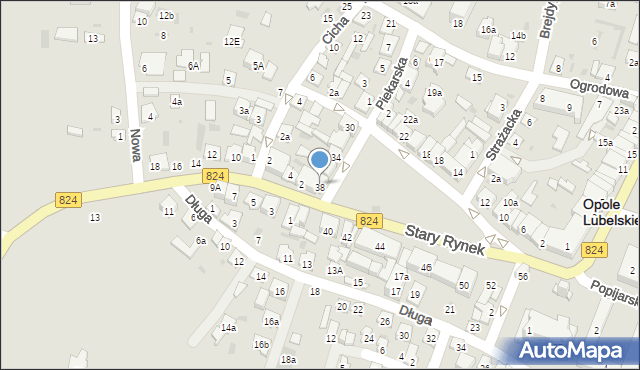 Opole Lubelskie, Stary Rynek, 38, mapa Opole Lubelskie