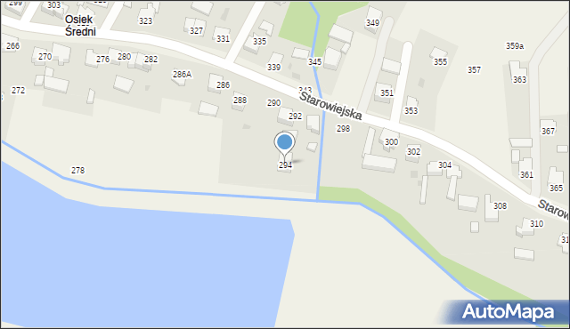 Osiek, Starowiejska, 294, mapa Osiek