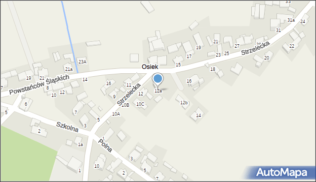 Osiek, Strzelecka, 12a, mapa Osiek