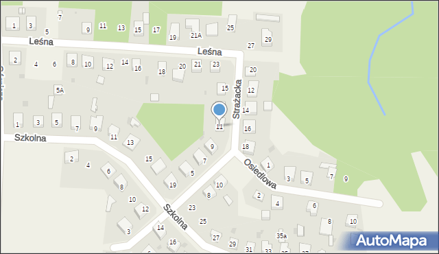 Osiny, Strażacka, 11, mapa Osiny