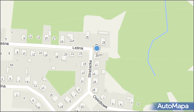 Osiny, Strażacka, 20, mapa Osiny