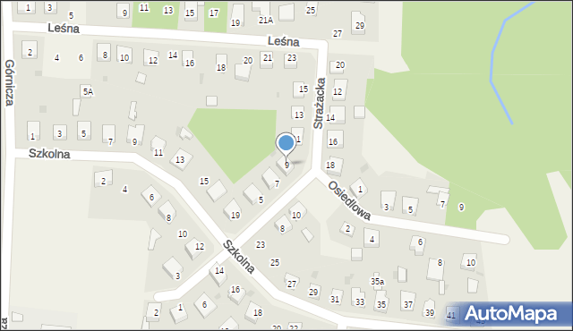 Osiny, Strażacka, 9, mapa Osiny