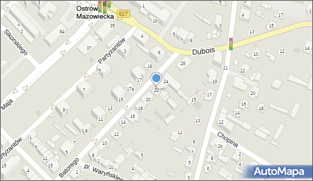 Ostrów Mazowiecka, Stefana Batorego, 22, mapa Ostrów Mazowiecka
