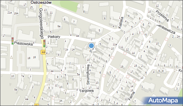 Ostrzeszów, Strumykowa, 8a, mapa Ostrzeszów