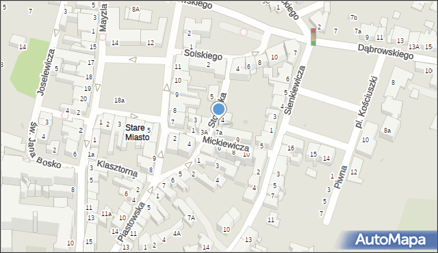 Oświęcim, Stolarska, 2, mapa Oświęcimia