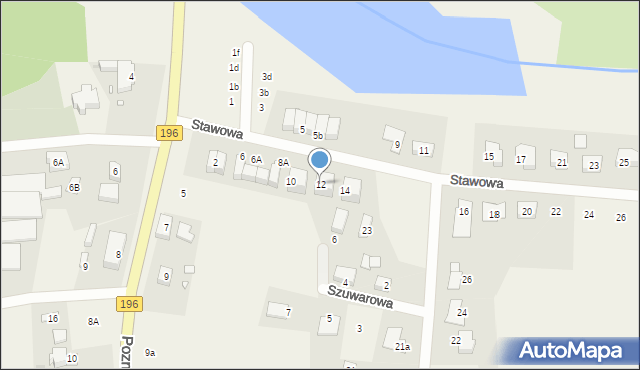 Owińska, Stawowa, 12, mapa Owińska