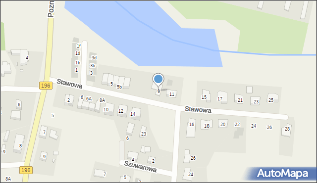 Owińska, Stawowa, 9, mapa Owińska