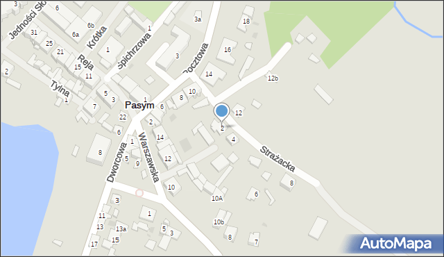 Pasym, Strażacka, 2, mapa Pasym