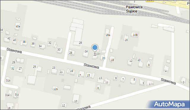 Pawłowice, Stawowa, 22, mapa Pawłowice