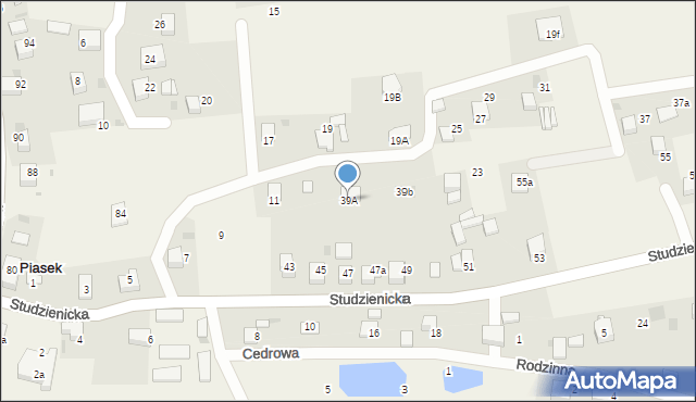 Piasek, Studzienicka, 39A, mapa Piasek