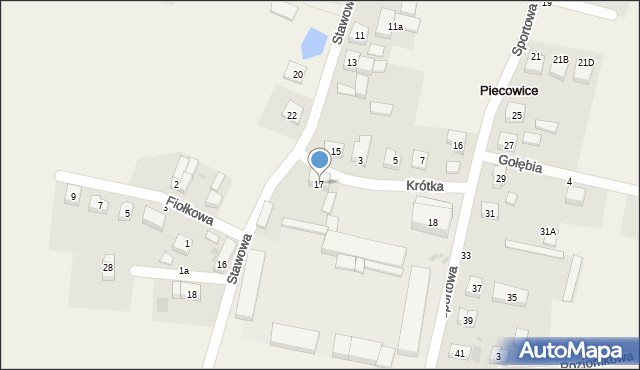 Piecowice, Stawowa, 17, mapa Piecowice