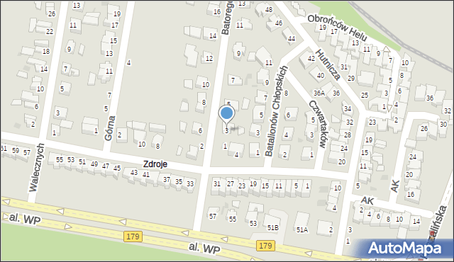 Piła, Stefana Batorego, 3, mapa Piły