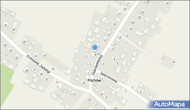 Pilchów, Starowiejska, 9, mapa Pilchów