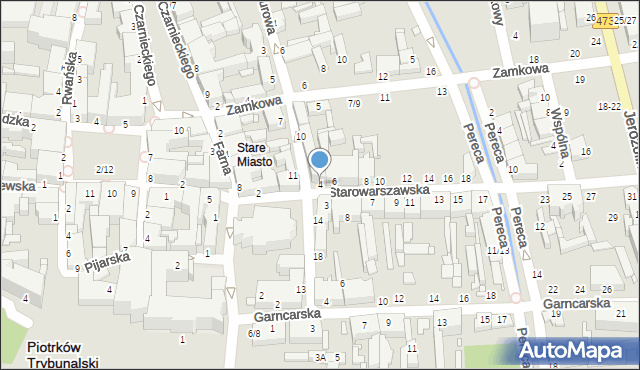 Piotrków Trybunalski, Starowarszawska, 4, mapa Piotrków Trybunalski