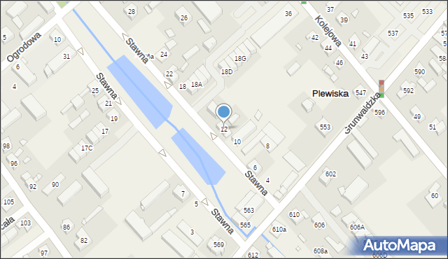 Plewiska, Stawna, 12, mapa Plewiska