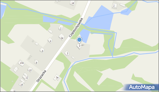 Poczesna, Strażacka, 1, mapa Poczesna