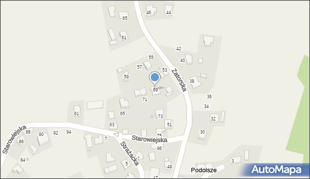 Podolsze, Starowiejska, 69, mapa Podolsze