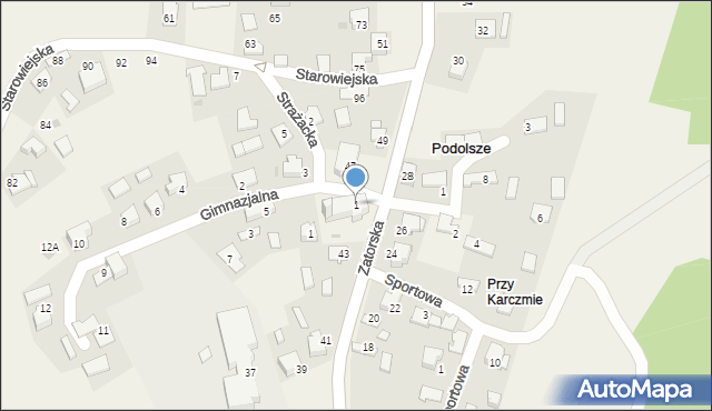 Podolsze, Strażacka, 1, mapa Podolsze