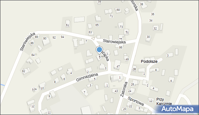 Podolsze, Strażacka, 5, mapa Podolsze