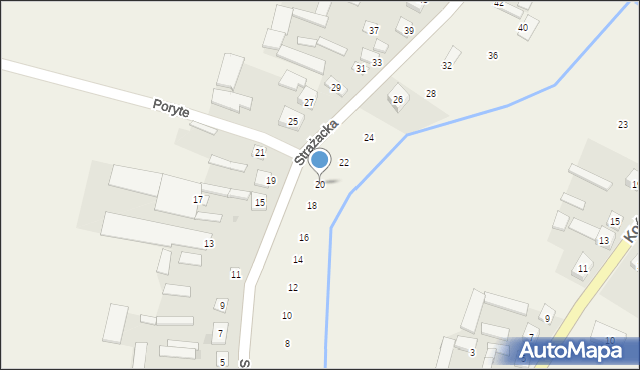 Poryte, Strażacka, 20, mapa Poryte