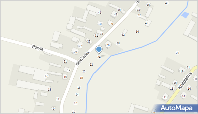 Poryte, Strażacka, 24, mapa Poryte