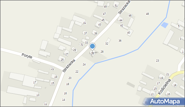 Poryte, Strażacka, 26, mapa Poryte