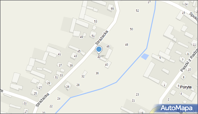 Poryte, Strażacka, 42, mapa Poryte