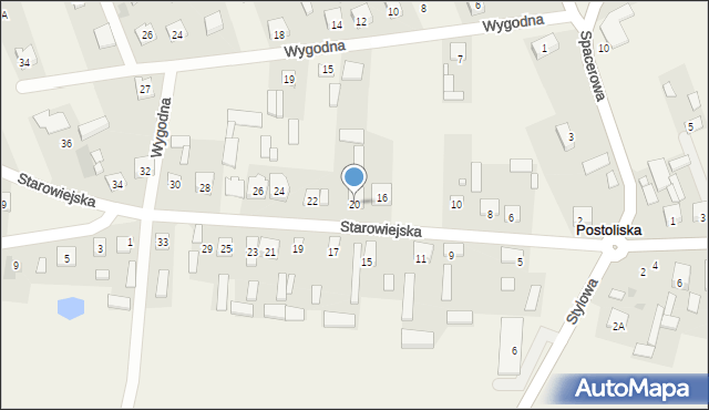 Postoliska, Starowiejska, 20, mapa Postoliska