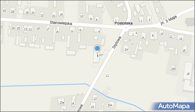 Postoliska, Stylowa, 6, mapa Postoliska