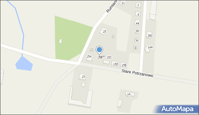 Potrzanowo, Stare Potrzanowo, 15B, mapa Potrzanowo