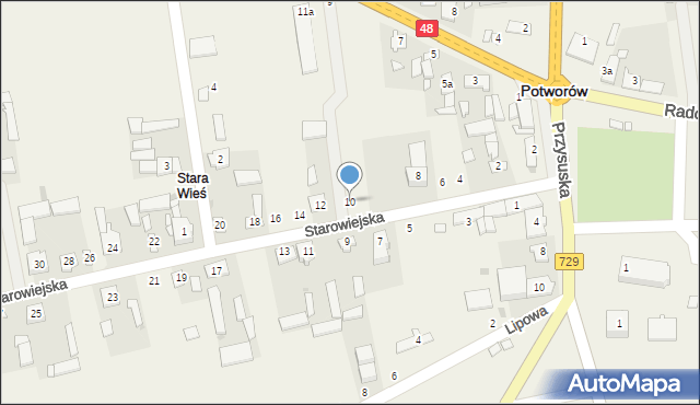 Potworów, Starowiejska, 10, mapa Potworów