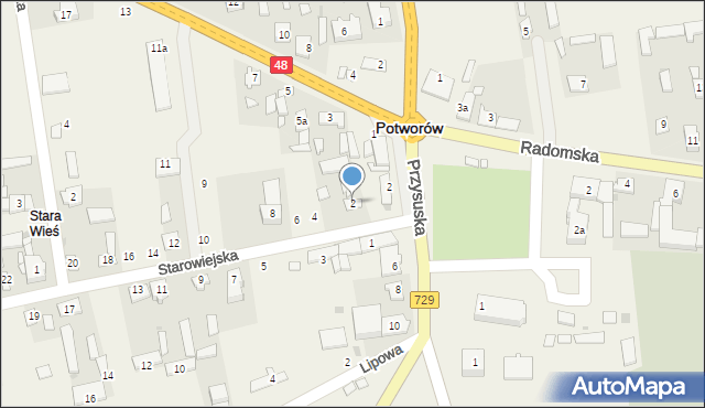 Potworów, Starowiejska, 2, mapa Potworów