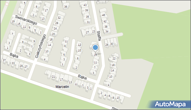 Poznań, Staffa Leopolda, 15, mapa Poznania