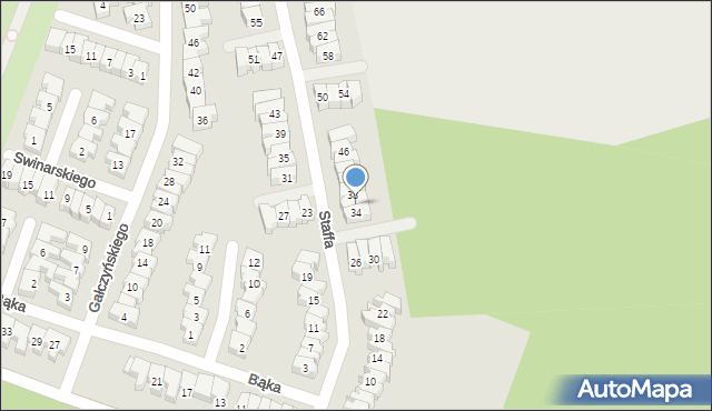 Poznań, Staffa Leopolda, 36, mapa Poznania