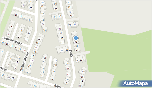 Poznań, Staffa Leopolda, 40, mapa Poznania