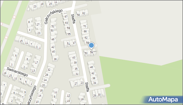 Poznań, Staffa Leopolda, 54, mapa Poznania